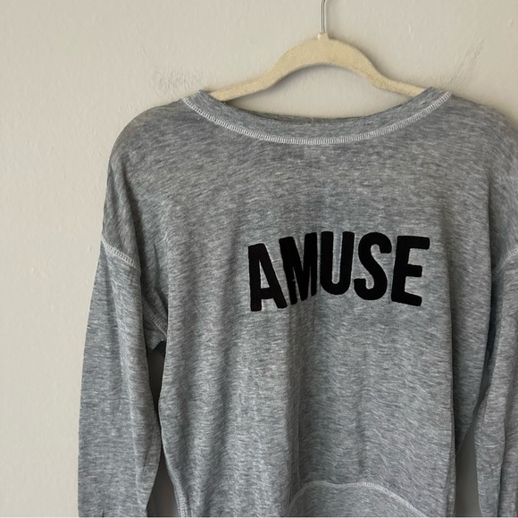 Amuse Society Logo Crewneck Sweatshirt grey Medium - Picture 2 of 8